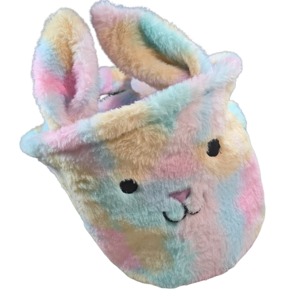 Rainbow Pastel Bunny Plush Basket